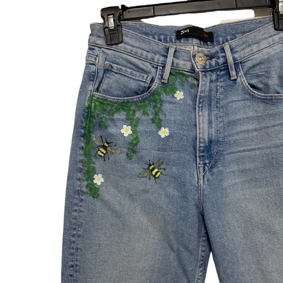 3x1 Light Blue Raw Hem High Rise Jeans - Picture 2 of 6